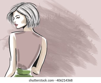 女性 ドレス 後ろ姿 のイラスト素材 画像 ベクター画像 Shutterstock