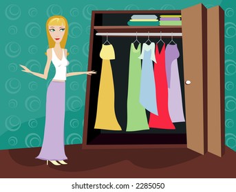Woman Looking Through Her Closet Clothes Stock Illustration 2285050 ...