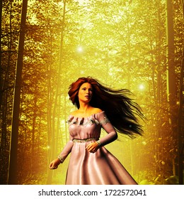 Woman lost in the woods,3d rendering - Powered by Shutterstock