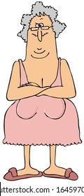 Woman with low hanging breasts