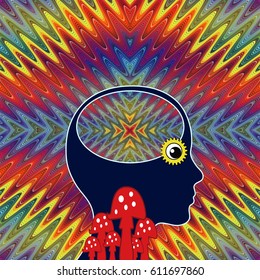 Woman Lsd Flashback Long Term Effects Stockillustration 611697860