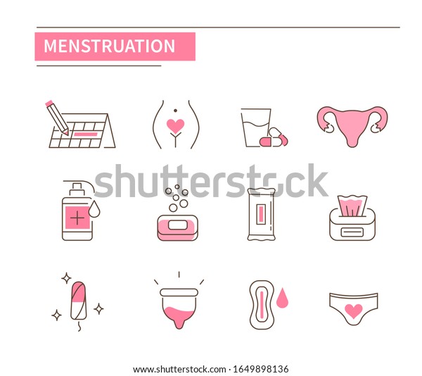 Woman Menstruation Cycle Icons Collection Gynecological Stock Illustration 1649898136 Shutterstock 7546