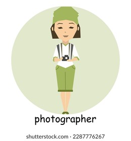 Woman photographer, character, avatar, portrait. Profession illustration in flat cartoon style - Powered by Shutterstock