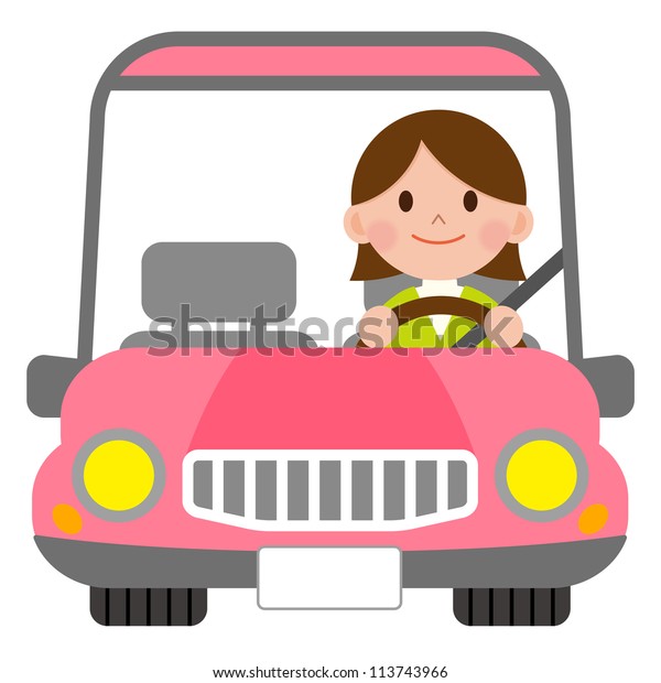 Woman in a pink\
convertible