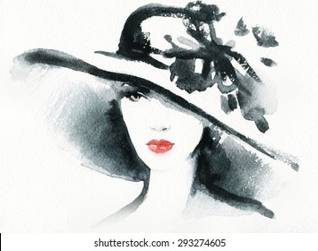 1,587 Elegant lady in hat watercolor Images, Stock Photos & Vectors ...