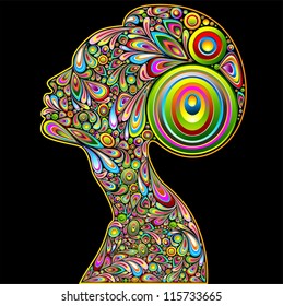 Woman Psychedelic Art Design Portrait