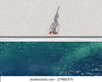 woman ride on bike on summer beach - Powered by Shutterstock