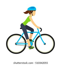 Woman Riding Bicycle Flat Cartoon Style Stock Illustration 510342055 ...