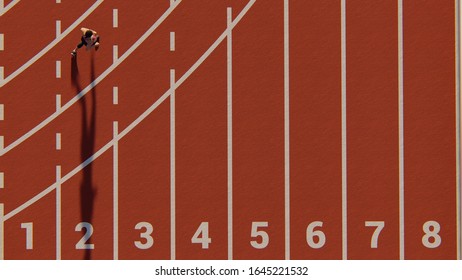 Woman running on athletic track 3D rendering - Powered by Shutterstock