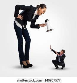 Woman Screams Frightened Man Concept Aggression Stock Illustration ...