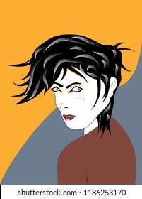 Woman Shaggy Hairstyle Featured Minimalist Fashion Stock Illustration ...