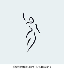 Vektor Stok Nude Woman Vector Line Illustration Tanpa Royalti Shutterstock