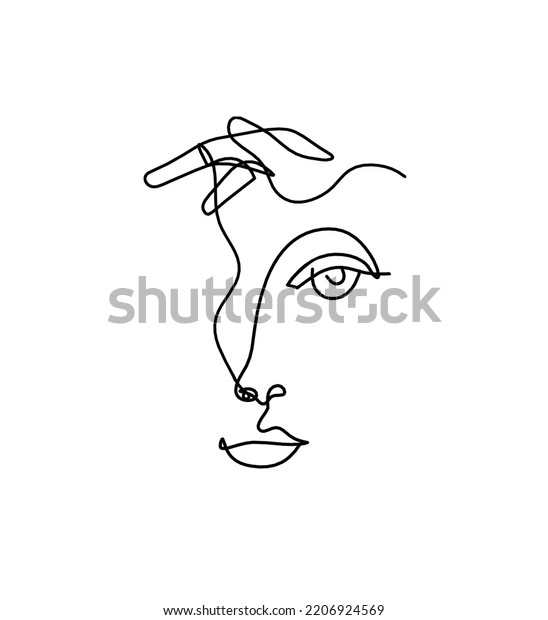 Woman Silhouette Face Hand Line Drawing Stock Illustration 2206924569 ...