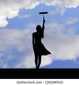 Woman Silhouette Painting Sky Stock Illustration 1282640563 | Shutterstock