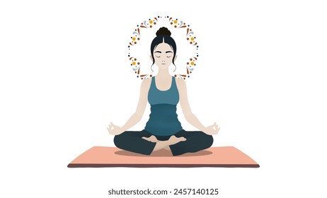 woman sitting in yoga lotus pose, Healthy wellness Asian woman yoga breathing meditating in lotus position, Spirit of the universe, A woman performs yoga and meditate, Meditation, mindfulness - Powered by Shutterstock