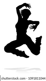 A woman street dance hip hop dancer silhouette