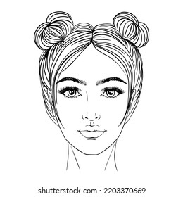 how to draw a girl with a bun