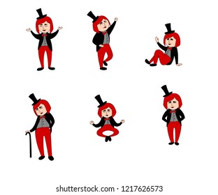 Woman in a suit in different poses