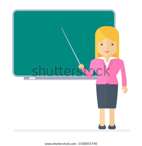 Woman Teacher Blackboard Teacher Classroom Education Stock Illustration ...