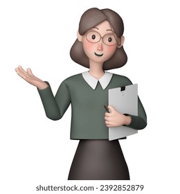 Woman teacher character with teaching or giving an advice poses, isolated white background. 3D rendering. - Powered by Shutterstock