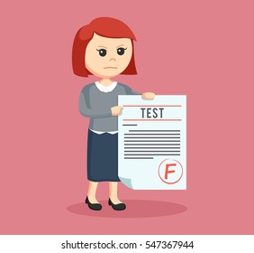 Woman Teacher With F Grade Test