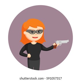 Woman Thief Handgun Circle Background Stock Illustration 591057317 ...