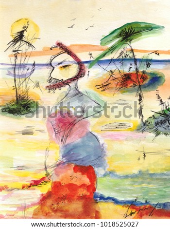 woman walking along the beach