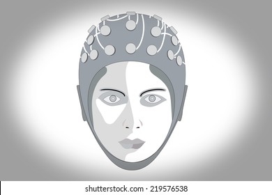 Woman Wearing EEG Headset