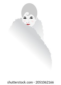 A Woman Wearing A Fur Wrap Is Featured.