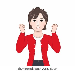 Woman Wearing A Red Cardigan