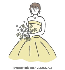 Woman Wearing Yellow Wedding Dress