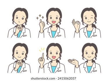 A woman in a white coat, pose set (Long hair) - Powered by Shutterstock