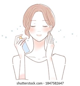 A Woman Who Sprinkles Mist On Her Face