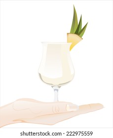 Woman's Hand Holding Object- Pina Colada Cocktail