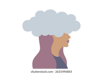 womans head inside cloud mental health concept