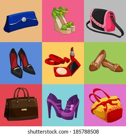 Women Fashion Bags Classic Shoes Modern Stock Illustration 185788508 ...