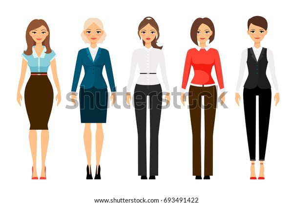 Women Office Dress Code Clothes Icons Stock Illustration 693491422