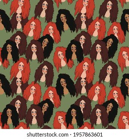 Women pattern femenism bodypositive different nationalities - Powered by Shutterstock