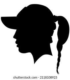 Women Profile Picture With Long Hair And Tennis Head Sun Protection Visor