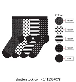 Women socks technical drawning Socks portfolio Animal print Stripe   polka  dot Summer socks collection Template design Portfolio sign 