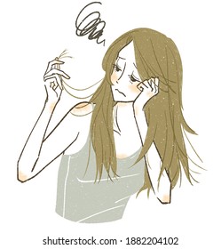 Women Suffering From Hair Pain And Split Ends