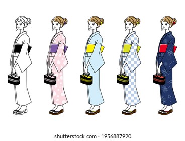 女性 浴衣 のイラスト素材 画像 ベクター画像 Shutterstock