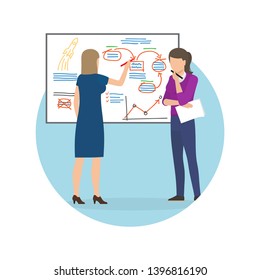 Women Whiteboard Poster Presentation Ideas On Stock Illustration ...