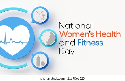 Women's health and fitness day is observed every year on last Wednesday in September, to promote the importance of health and fitness for women of all ages. 3D Rendering - Powered by Shutterstock