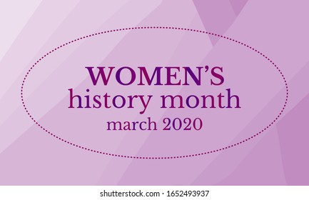 Women's History Month March 2020 -card, Poster, Template, Background 