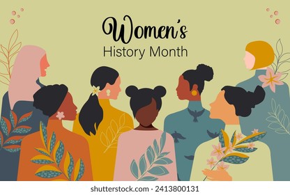 Women's History Month. Women of different ages, nationalities and religions come together.  - Powered by Shutterstock