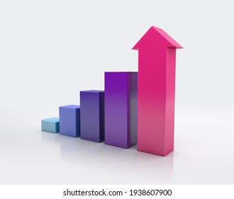 Women's labor rights, ascending graph for growth success. 3d rendering