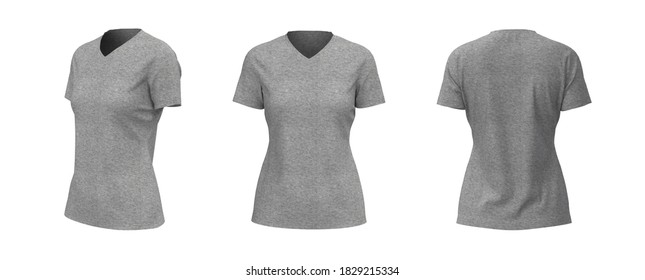 women's v neck gray t shirt