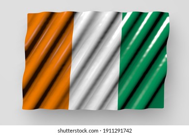 Wonderful Memorial Day Flag 3d Illustration Shining Flag Of Cote D Ivoire With Large Folds Lie Isolated On Grey