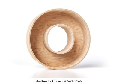 Wood Alphabet 3D Letter O In The Shape Of Furniture Made Of Natural Pine Wood Planks. High Definition 3D Rendering.